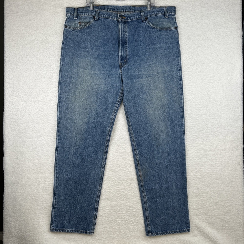 Levis 540 Jeans Men's 46x33 Blue Denim Brown Tab Vintage Relaxed Straight Leg